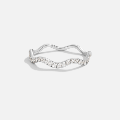 Zenya Kristall & Silber Welle Ring Alma